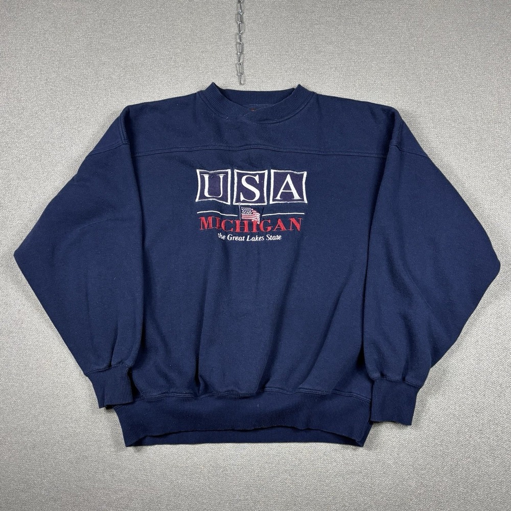 Vintage Crable Sportswear USA MICHIGAN GREAT LAKES Crewneck Sweater XL